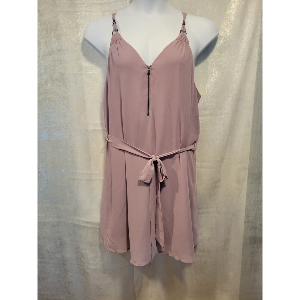 Pink Blush 2X Dusty Rose Shift Dress Spaghetti Straps‎ Zipper Belt Wedding Guest